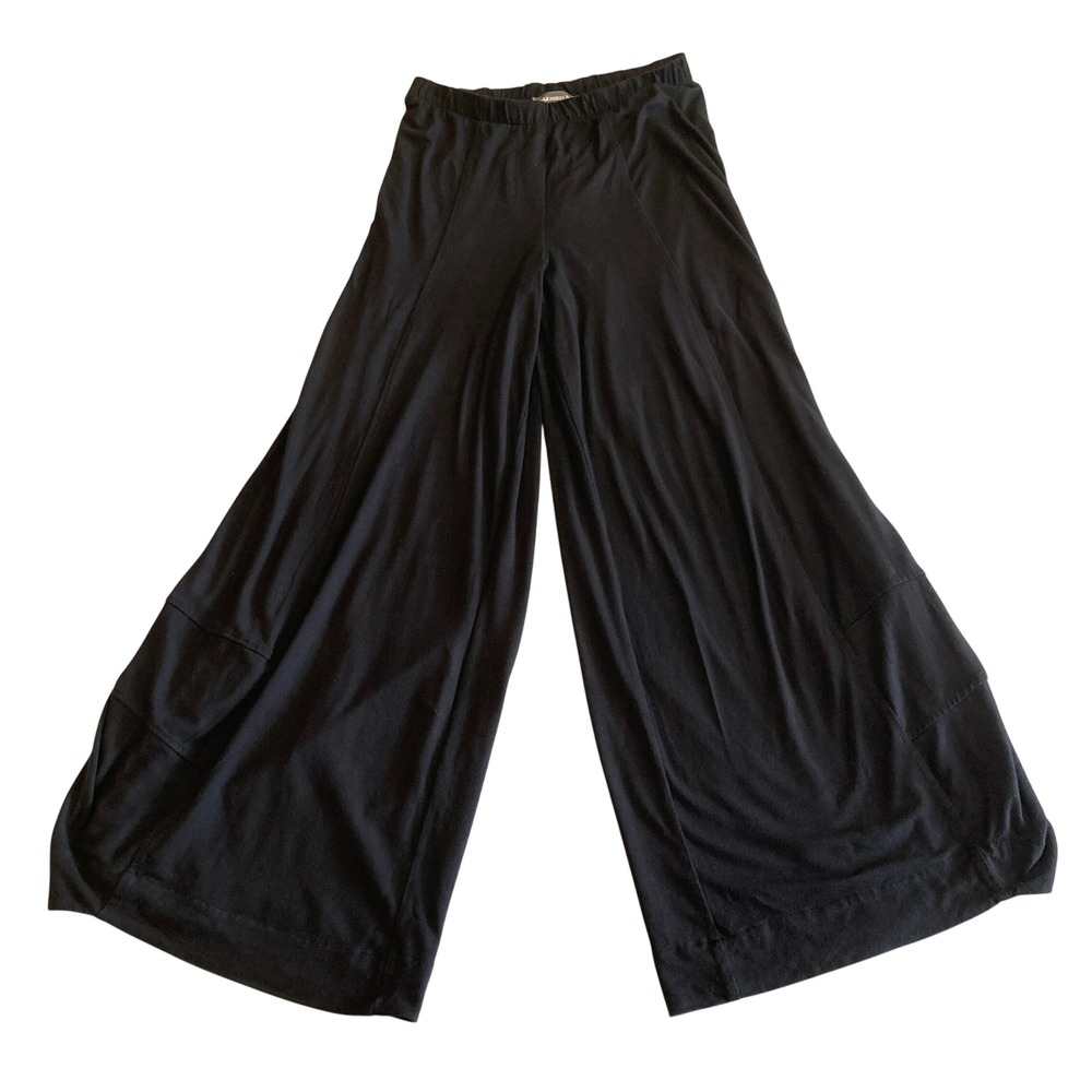 Alembika Pants Women 0‎ (24x28) Black Wide Leg Jersey High Rise Flare BOHO Y2K